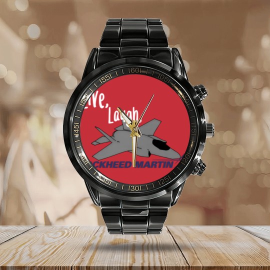 Discover Live, Laugh, Lockheed Martin Unisex Calendar Steel Band Watch