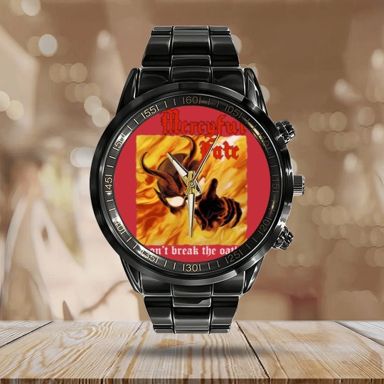 Discover Order mercyful fate don't break the oath'84 king diamand new yellow Calendar Steel Band Watch Calendar Steel Band Watch