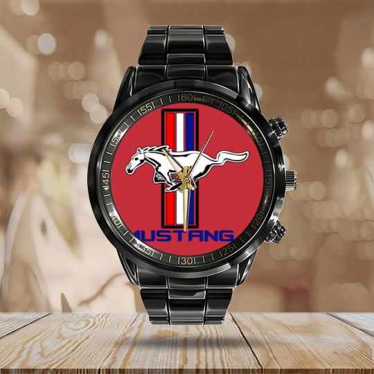 Discover Mustang Vintage Tribar Lovers Calendar Steel Band Watch