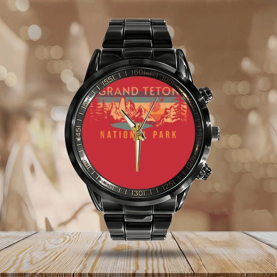 Discover Grand Teton National Park Calendar Steel Band Watch