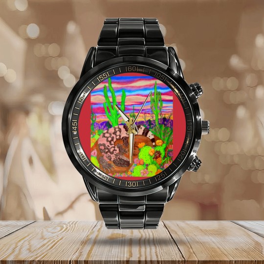 Discover Arizonna Gila Monster Calendar Steel Band Watch