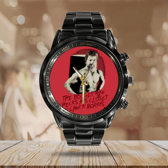 Discover Vintage Chuck Norris The Boogeyman Movie Actors Black Calendar Steel Band Watch