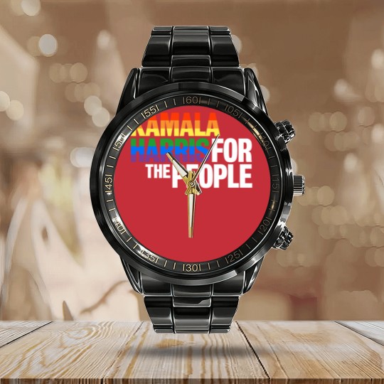 Discover Kamala Harris For President Calendar Steel Band Watch, LGBT Gay Pride Rainbow