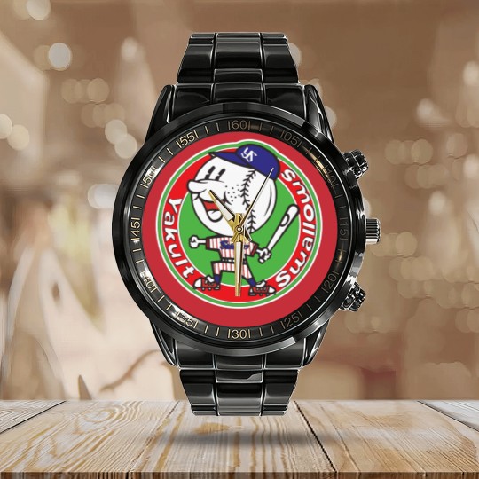 Discover Nippon Professional Baseball Yakult Swallows Retro Calendar Steel Band Watch