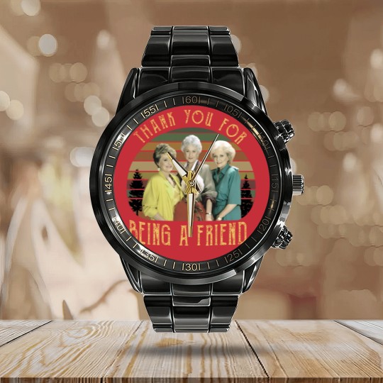 Discover The Stay Golden Thank You For Being A Friend 80s Vintage Sunset Calendar Steel Band Watch