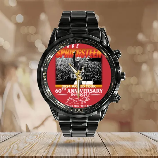 Discover Bruce Springsteen 2024 Tour Calendar Steel Band Watch, Bruce Springsteen 60th Anniversary Calendar Steel Band Watch