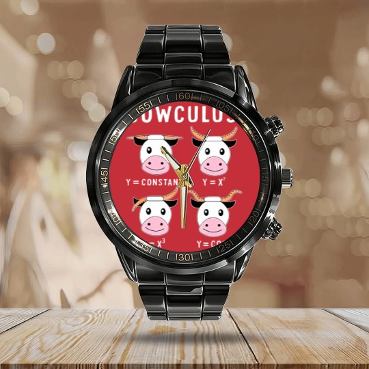 Discover Cowculus Funny Math Math Geometry Teacher Math Lover Calendar Steel Band Watch