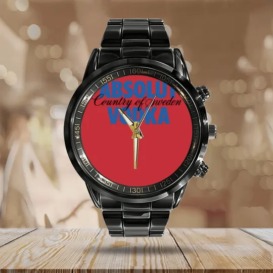 Discover Absolut Vodka Logo Calendar Steel Band Watch