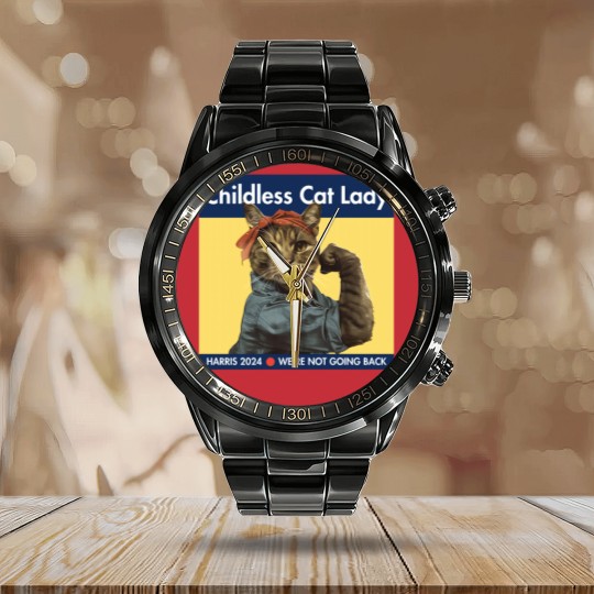 Discover Childless Cat Lady - kamala 2024 - Childless Cat Lady - Calendar Steel Band Watch