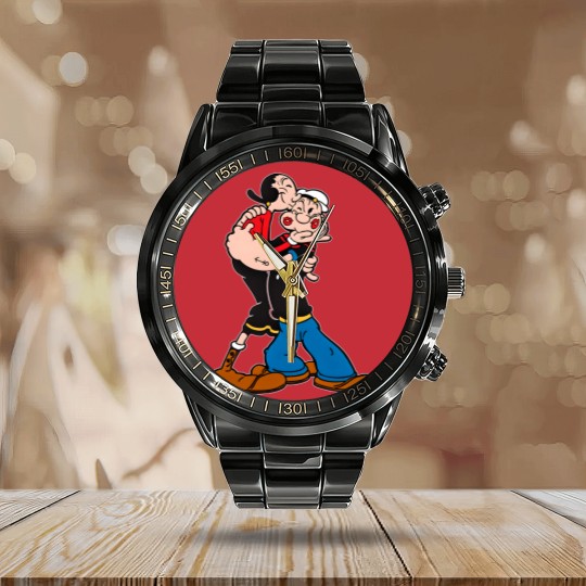 Discover Popeye and Olive Active Calendar Steel Band Watch