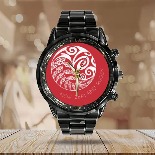 Discover New Zealand Rugby T Maori Inspired Kiwi Silver Fern Calendar Steel Band Watch