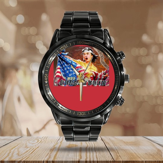 Discover North Korea Propaganda 2 Calendar Steel Band Watch