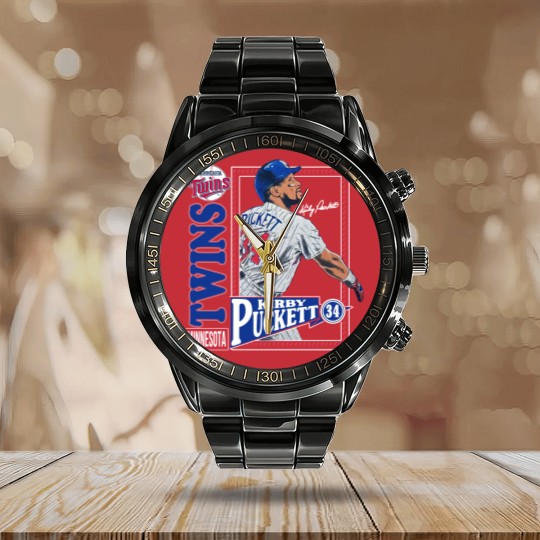 Discover 1992 Kirby Puckett Twins Calendar Steel Band Watch