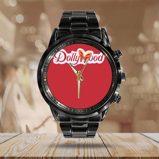 Discover Dollywoods logo Calendar Steel Band Watch