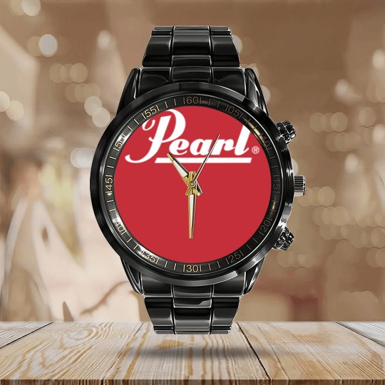 Discover Pearl Drum Logo Calendar Steel Band Watch