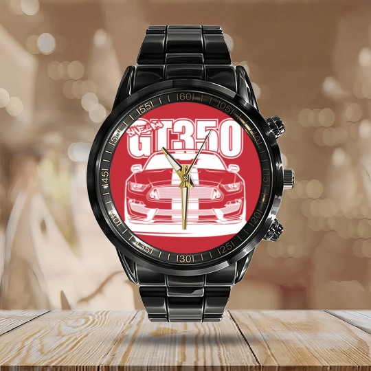 Discover Shelby GT350 - Black Print Calendar Steel Band Watch