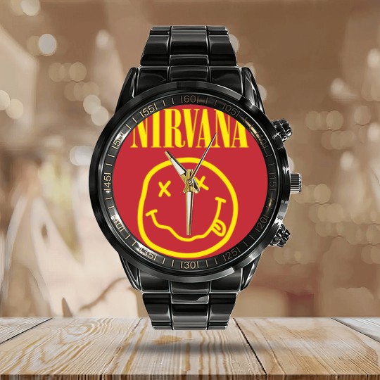 Discover Nirvanaa Yellow Smiley Calendar Steel Band Watch