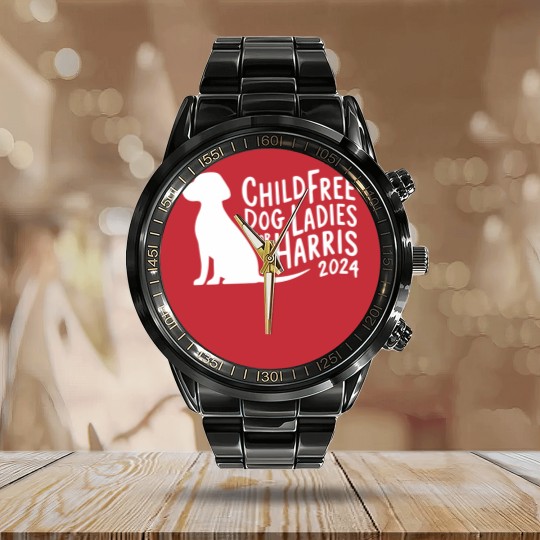 Discover Childfree Dog Ladies Calendar Steel Band Watch, Harris 2024 Cat Calendar Steel Band Watch, Funny Kamala Harris Graphic Calendar Steel Band Watch