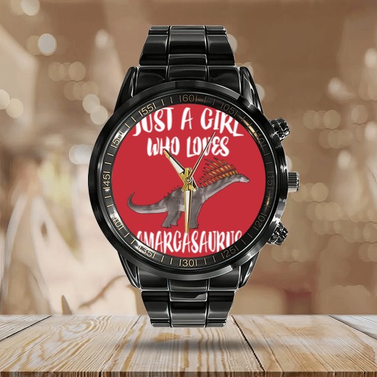 Discover Just A Girl Who Loves Amargasaurus Dinosaur Calendar Steel Band Watch