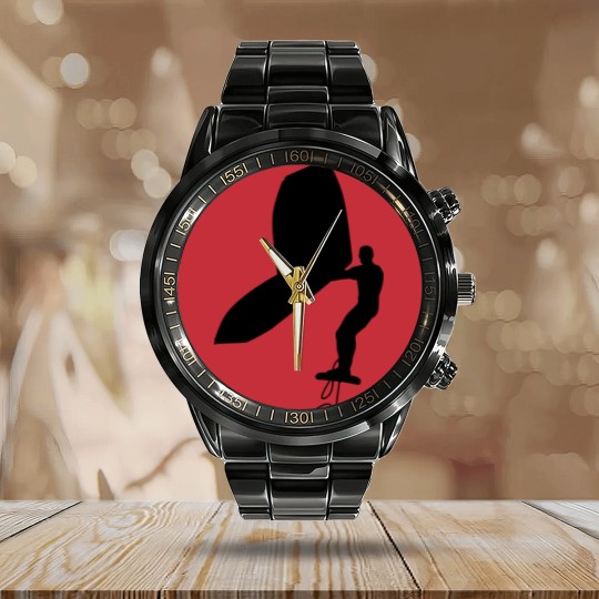 Discover Wing surfer wing surfing with foil wing Calendar Steel Band Watch