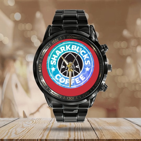 Discover Sharkbucks Logo [Water] Calendar Steel Band Watch