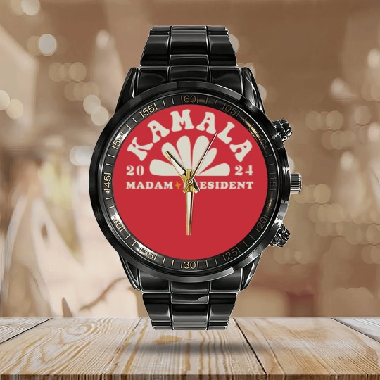 Discover Kamala Harris 2024 Madam President Calendar Steel Band Watch Feminist Calendar Steel Band Watch KAMALA Calendar Steel Band Watch Vote Harris Cool