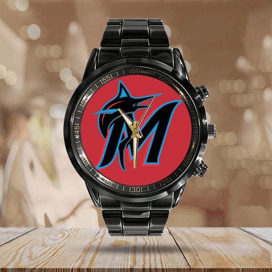 Discover The Miami Marlins Baseball Team Calendar Steel Band Watch