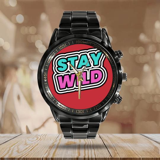 Discover Stay Wild Stay Wild Calendar Steel Band Watch