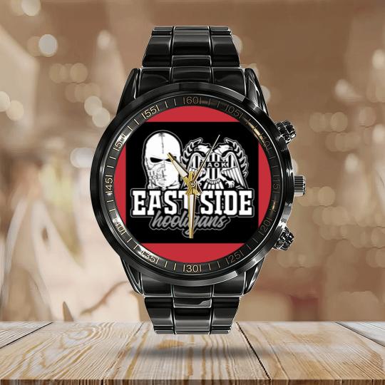Discover Paok East Side Hooligans Calendar Steel Band Watch