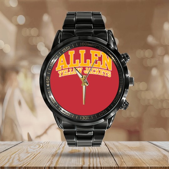Discover Allen University Yellow Jackets 01 Calendar Steel Band Watch