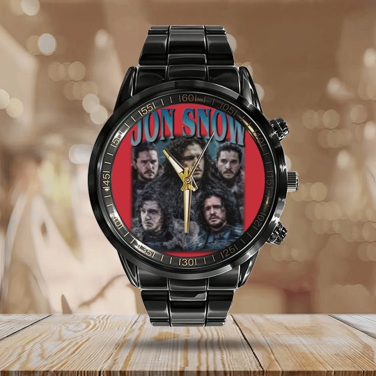 Discover Jon Snow Vintage Graphic 90s Calendar Steel Band Watch, Jon Snow Calendar Steel Band Watch, Jon Snow Rock Style Bootleg Calendar Steel Band Watch, Custom Photo Calendar Steel Band Watch