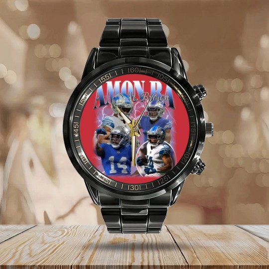 Discover Vintage Amon Ra St Brown Calendar Steel Band Watch