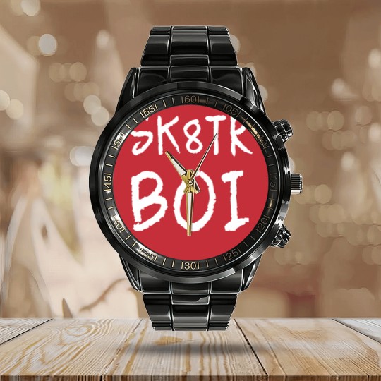 Discover Mens Skater Boi Sk8tr Boy  for Skateboard Riders Calendar Steel Band Watch