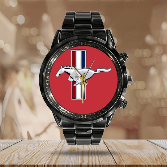Discover Mustang Fastback Calendar Steel Band Watch