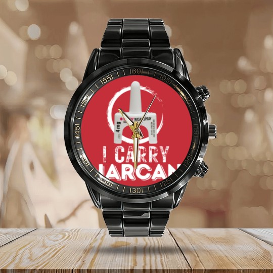 Discover I carry narcan Calendar Steel Band Watch