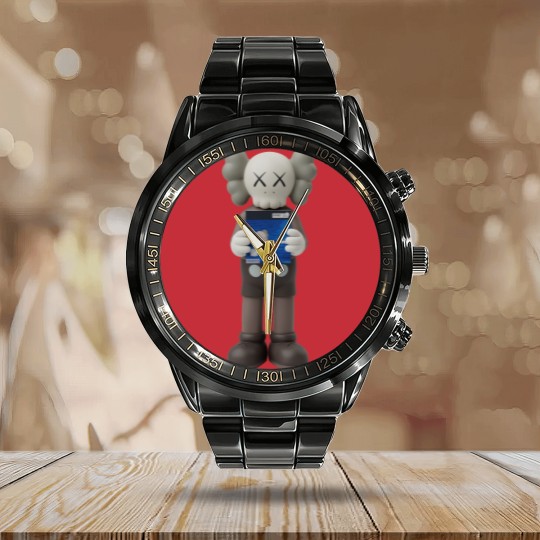 Discover kaws peanut, kaws uniqlos, kaws stuff, kaws friends, kaws summer collection 2024, peanut kaws, kaws vintages, peanut kaws, kaws jaws, kaws blue, kaws pink Calendar Steel Band Watch