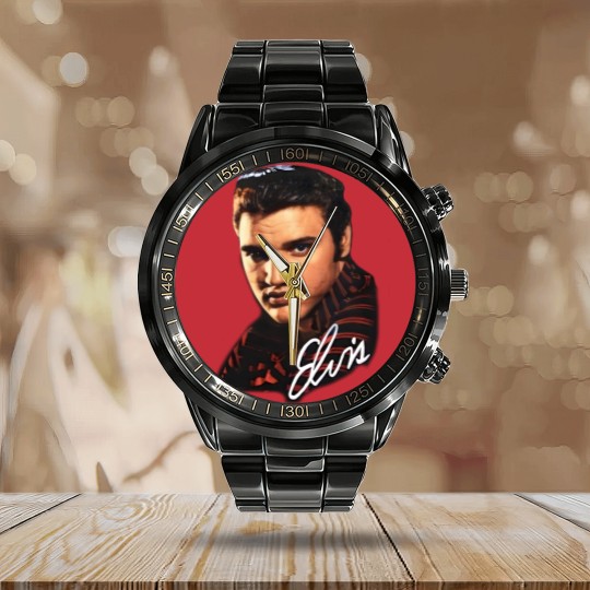 Discover Vintage Elvis Presley Calendar Steel Band Watch 90s Band Calendar Steel Band Watch Big Face Grail