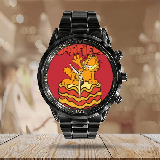 Discover Garfield Lasagna Slice Garfield Pose Calendar Steel Band Watch