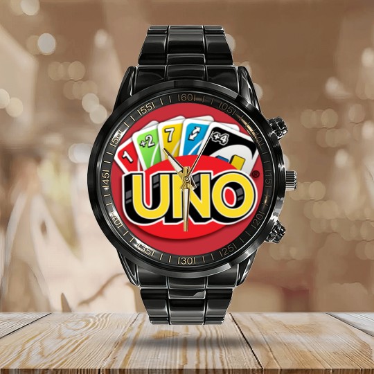 Discover UNO Game Card Calendar Steel Band Watch
