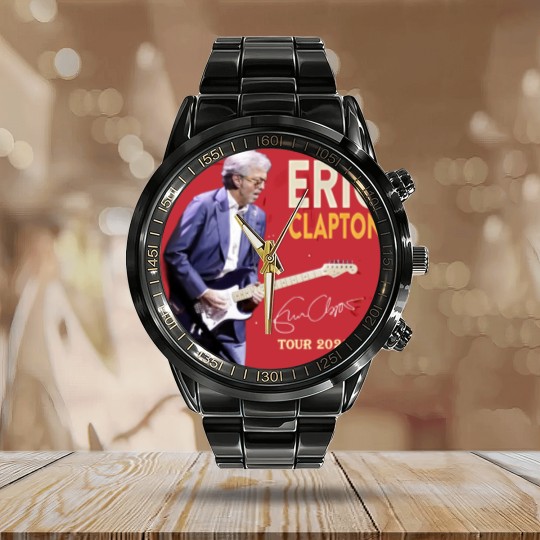 Discover Eric Clapton 2024 tour Music Black Calendar Steel Band Watch Great Gift