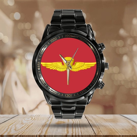 Discover Naval Parachutist Jump Wings Airborne Navy Badge Calendar Steel Band Watch