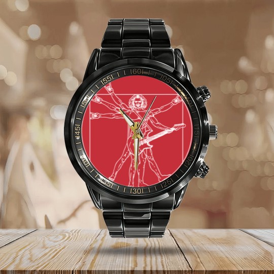 Discover Vitruvian Man Guitar Music Player Da Vinci Calendar Steel Band Watch