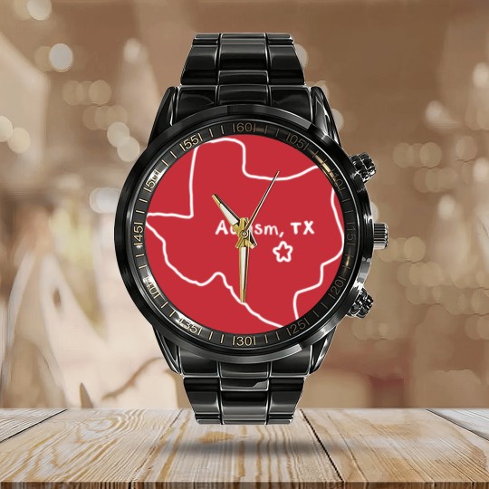 Discover autism texas 2024 Calendar Steel Band Watch