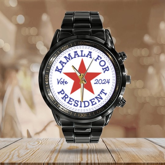 Discover Kamala Harris For President 2024 Calendar Steel Band Watch