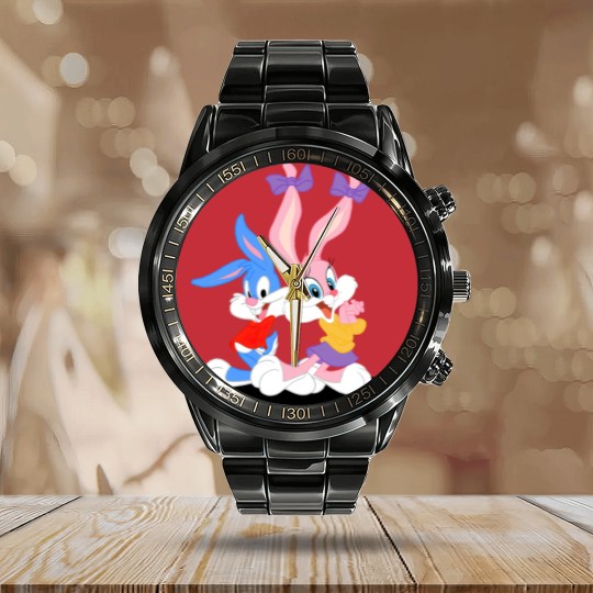 Discover Buster and Babs Bunny Calendar Steel Band Watch