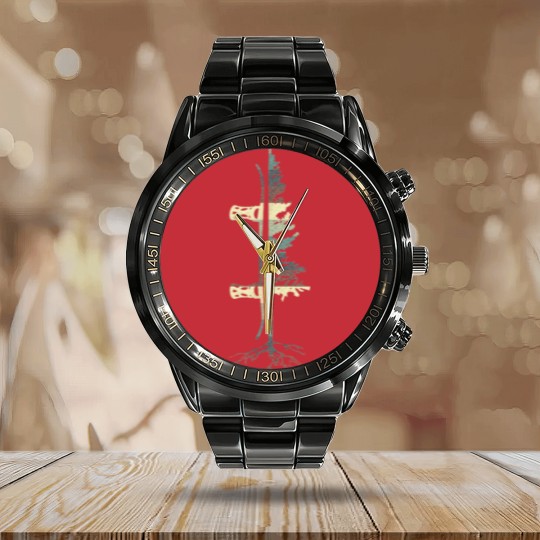 Discover Vintage Pine Snowboard Snowboarding Gift Calendar Steel Band Watch