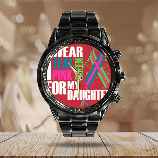 Discover Metastatic Breast Cancer Ribbon Daughter Cancer Awareness Calendar Steel Band Watch