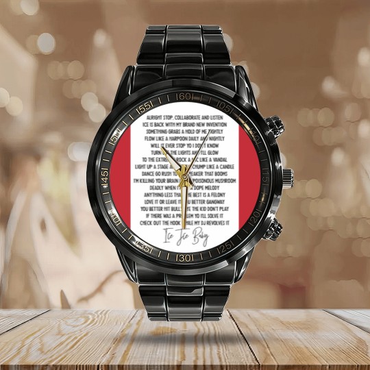 Discover Ice ice baby Vanilla Ice Hip Hop lyric mucis Calendar Steel Band Watch