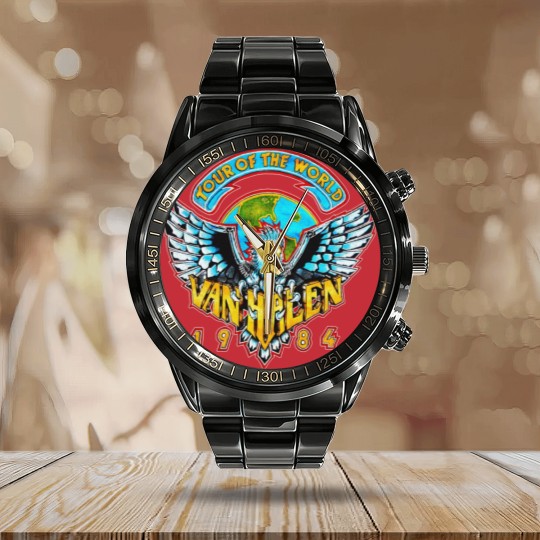 Discover VAN TOUR HALEN 1984 Calendar Steel Band Watch