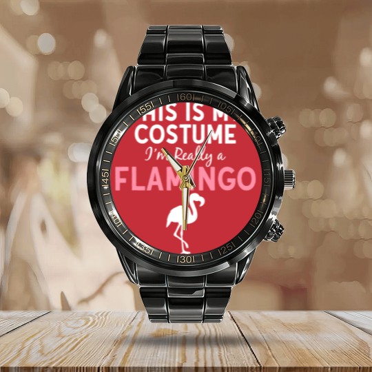 Discover Pink Flamingo This Is My Costume Im a Flamingo Halloween Funny Costume 578 Flamingos Calendar Steel Band Watch